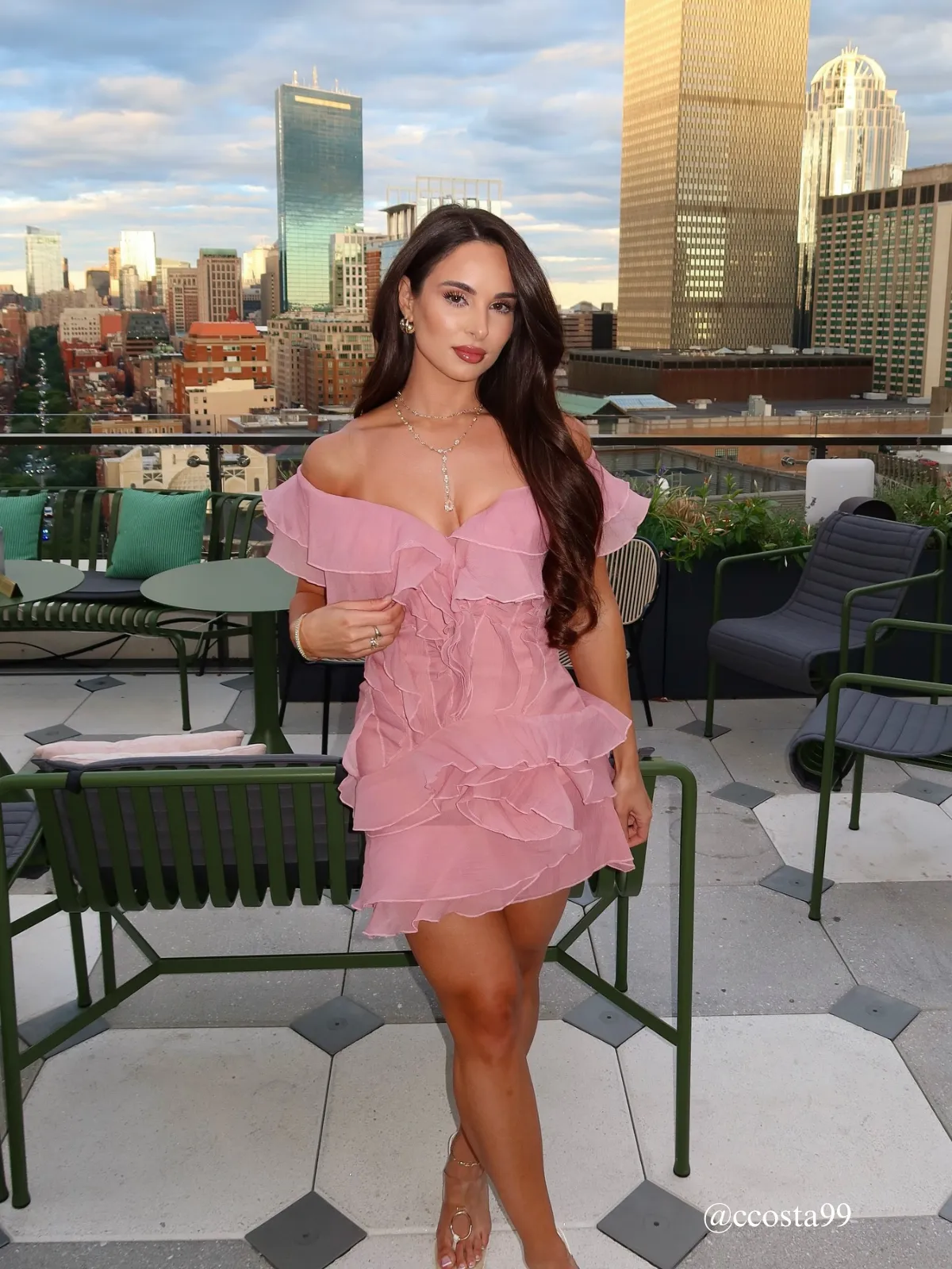 Dabney V Neck Ruffle Mini Dress In Pink sold by Mew Mews product image thumbnail 2