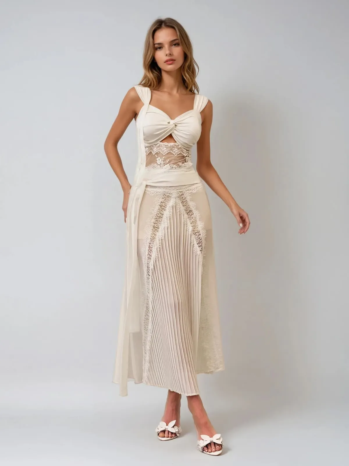 Gryen Lace Pleat Skirt Set sold by Mew Mews