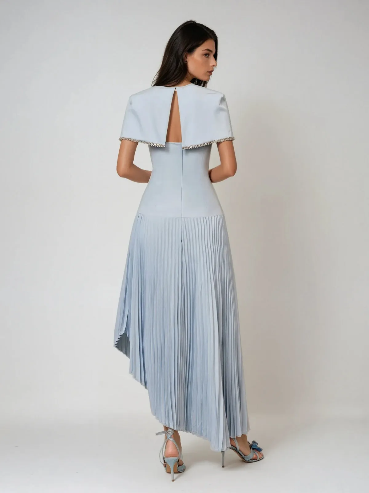 Gryiael Rhinestone Cape Pleat Maxi Dress sold by Mew Mews product image thumbnail 4