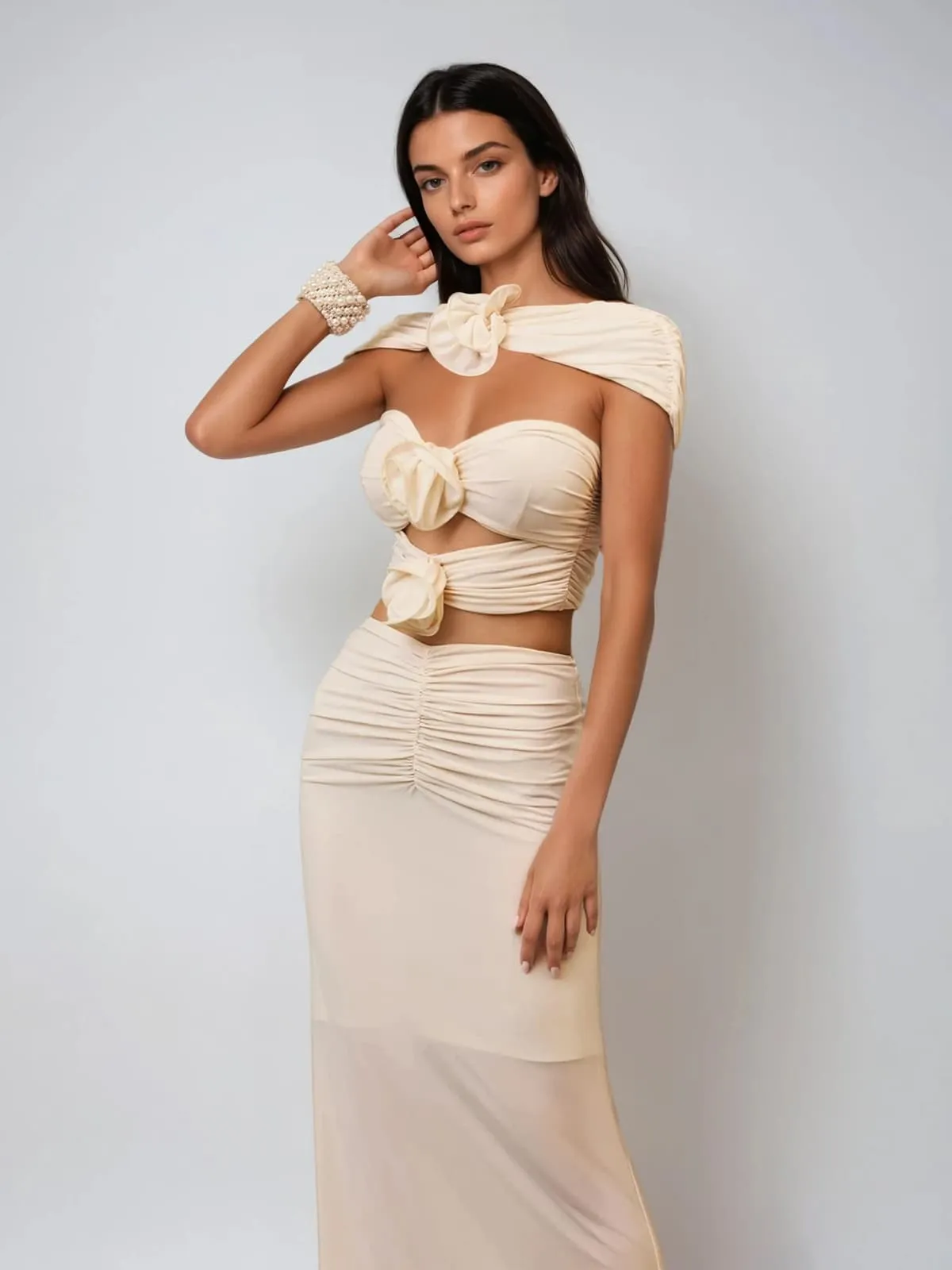 Ilvandis Flower Cutout Ruched Skirt Set sold by Mew Mews product image thumbnail 3