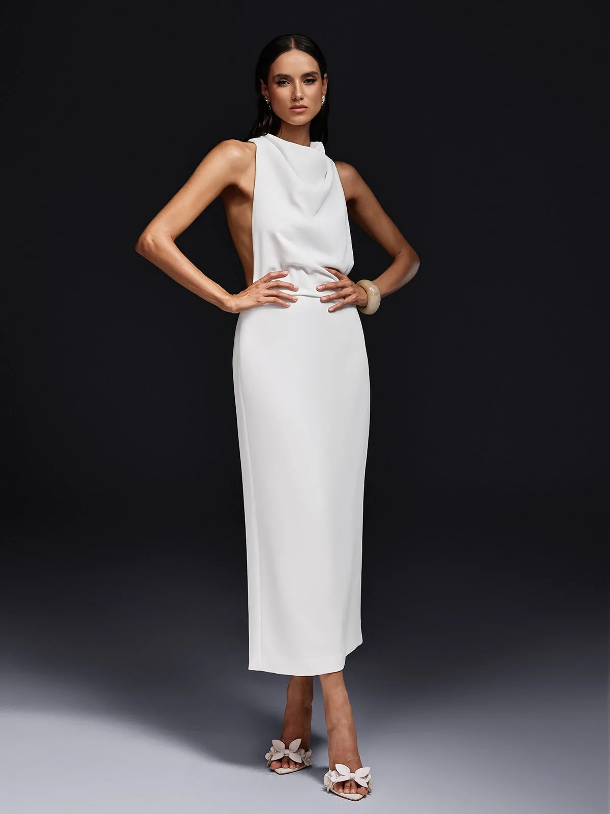 Braelion Backless Split Midi Dress sold by Mew Mews product image thumbnail 5