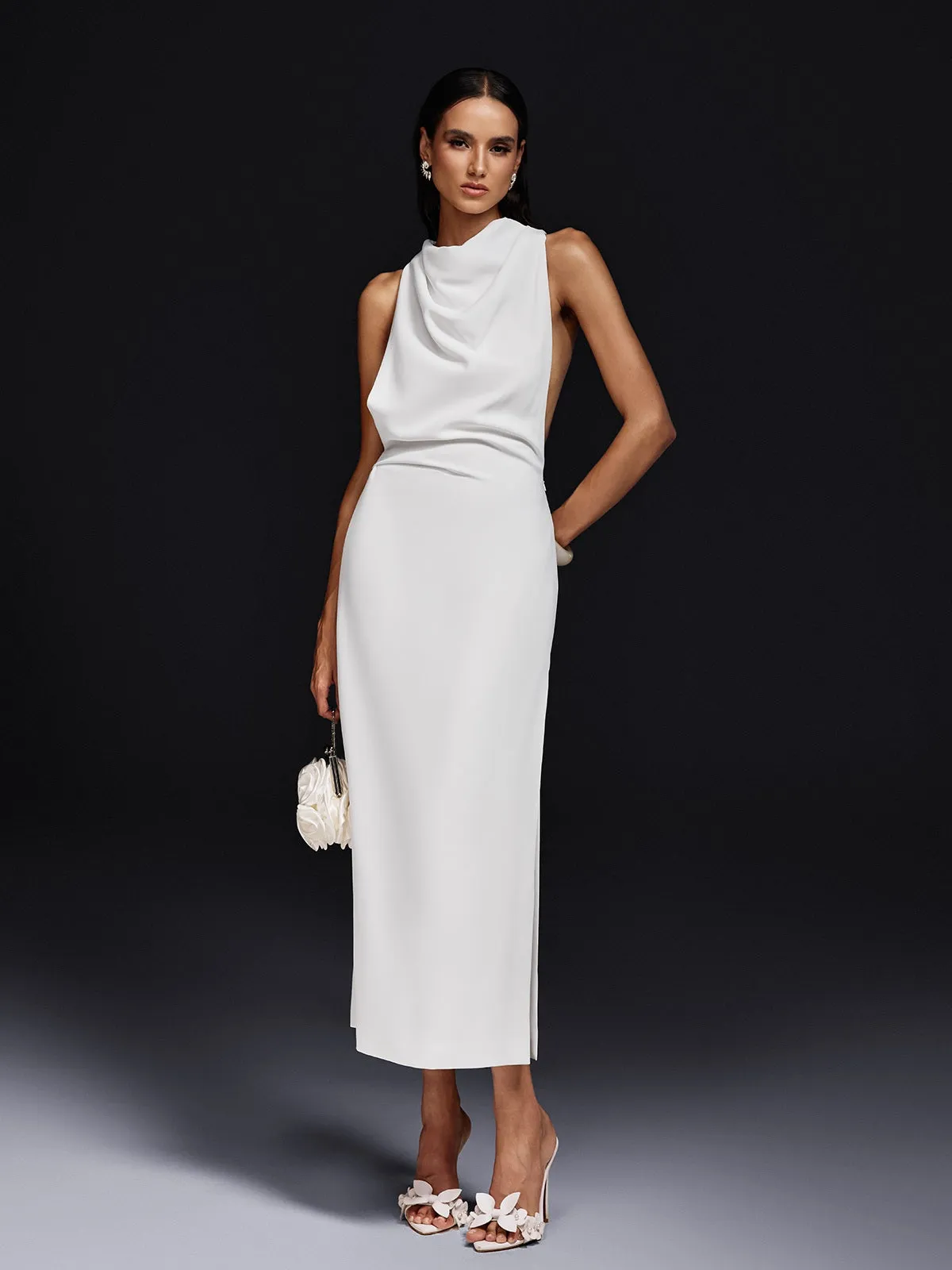 Braelion Backless Split Midi Dress sold by Mew Mews product image thumbnail 4