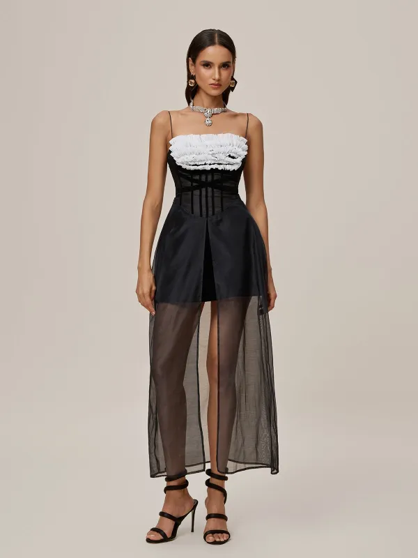 Onofre Spaghetti Mesh Split Maxi Dress made by Mew Mews