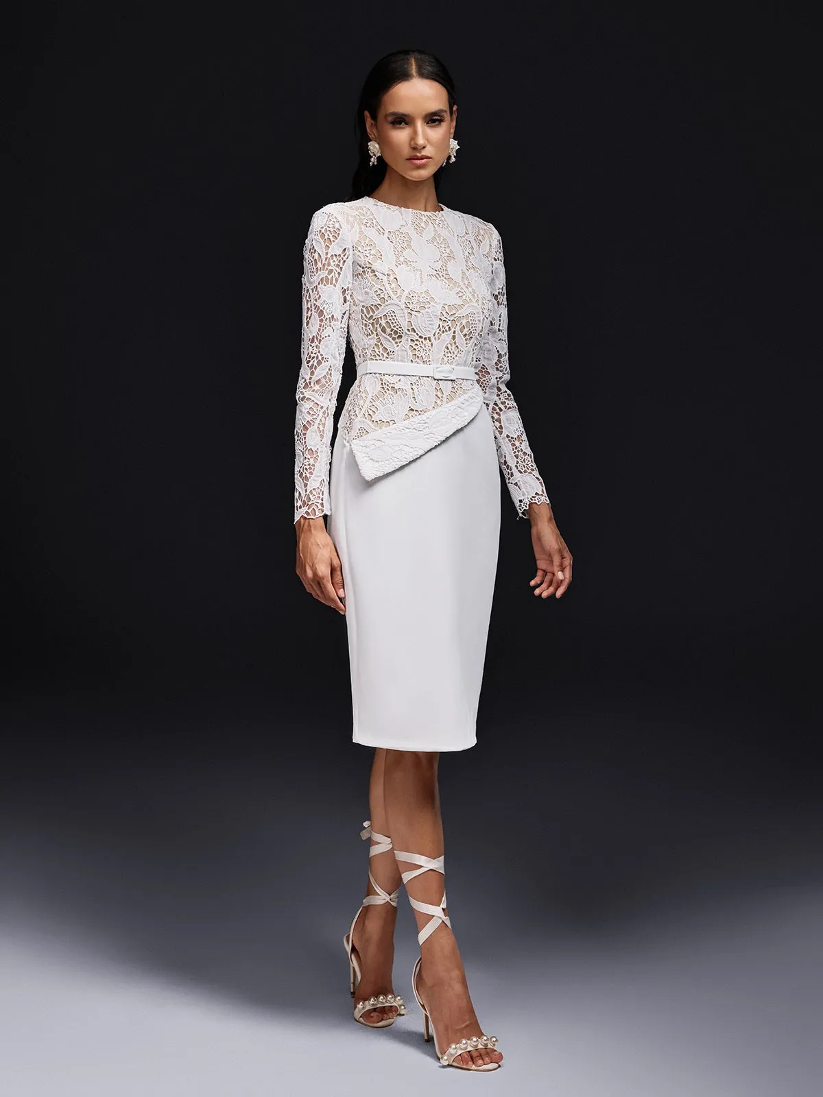 Ohnislav Long Sleeve Lace Midi Dress sold by Mew Mews product image thumbnail 2