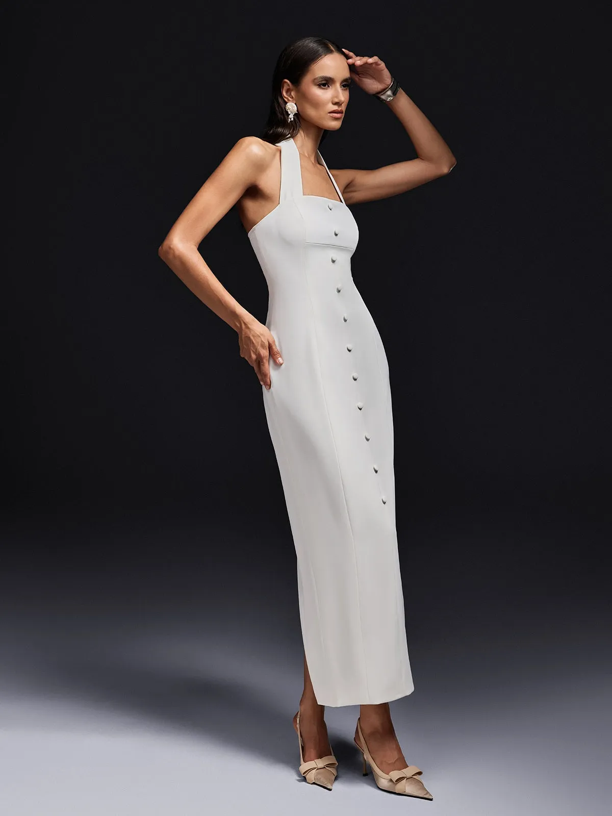 Ogen Halterneck Button Maxi Dress sold by Mew Mews product image thumbnail 3