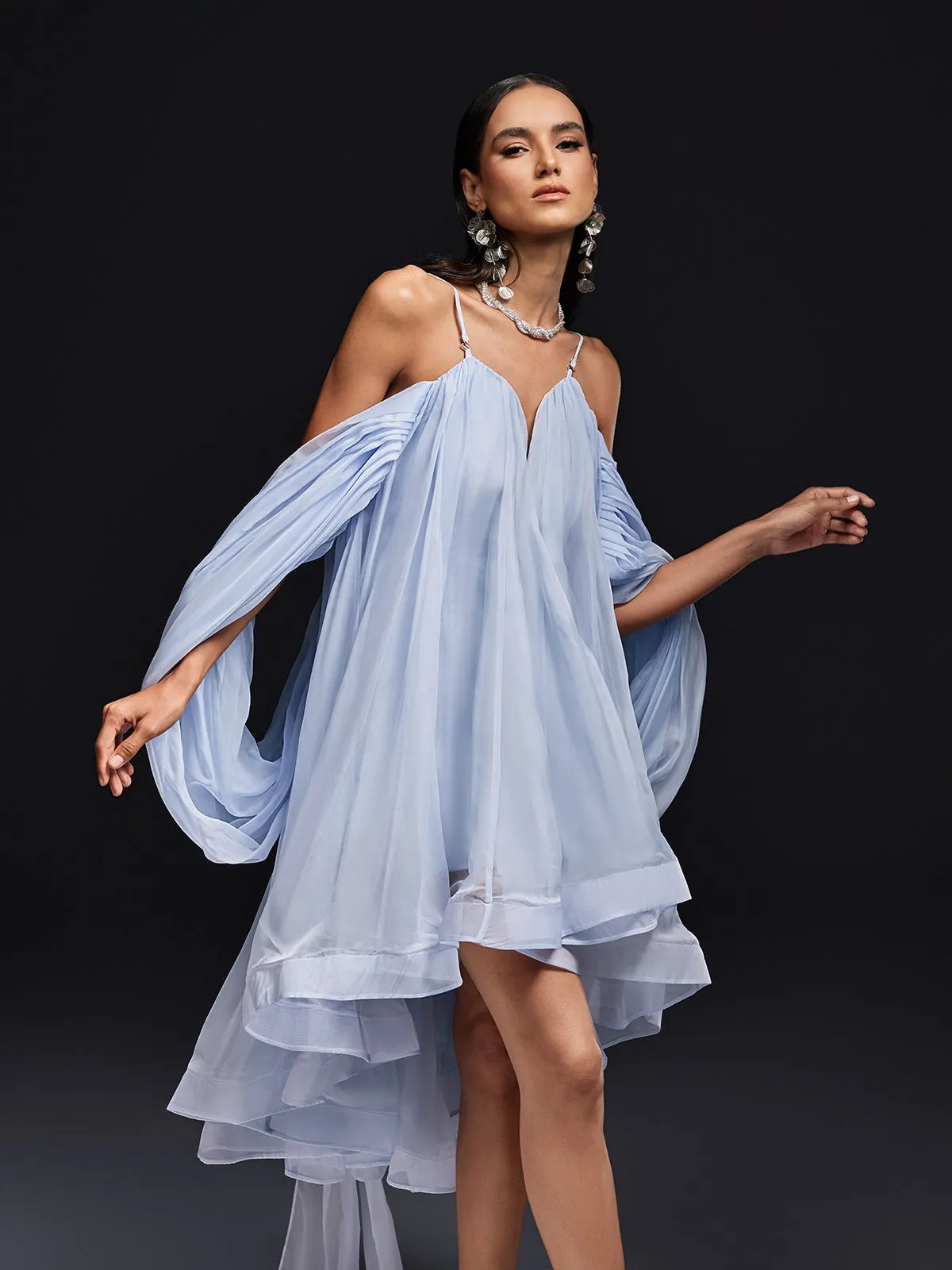 Omarosa Spaghetti Draped Ruffle Midi Dress sold by Mew Mews product image thumbnail 5