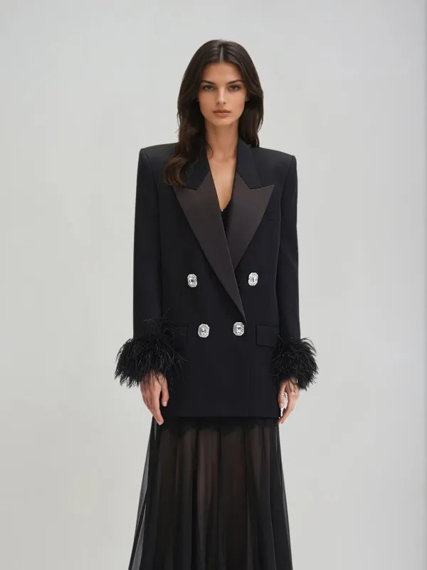 Ovadia V Neck Feather Blazer sold by Mew Mews