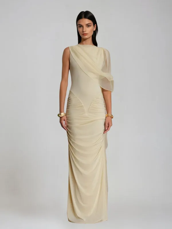 Overton One Shoulder Mesh Maxi Dress sold by Mew Mews
