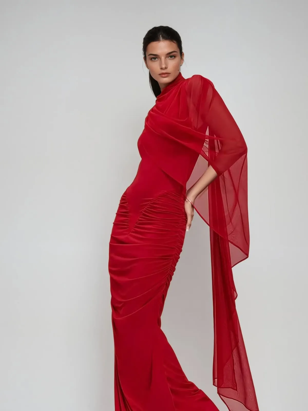 Overton One Shoulder Mesh Maxi Dress sold by Mew Mews product image thumbnail 3