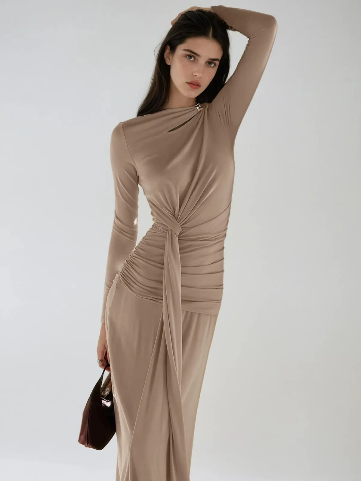 Nelara Ruched Draped Maxi Dress sold by Mew Mews product image thumbnail 3