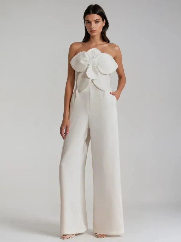 Oziel Strapless Flower Jumpsuit sold by Mew Mews
