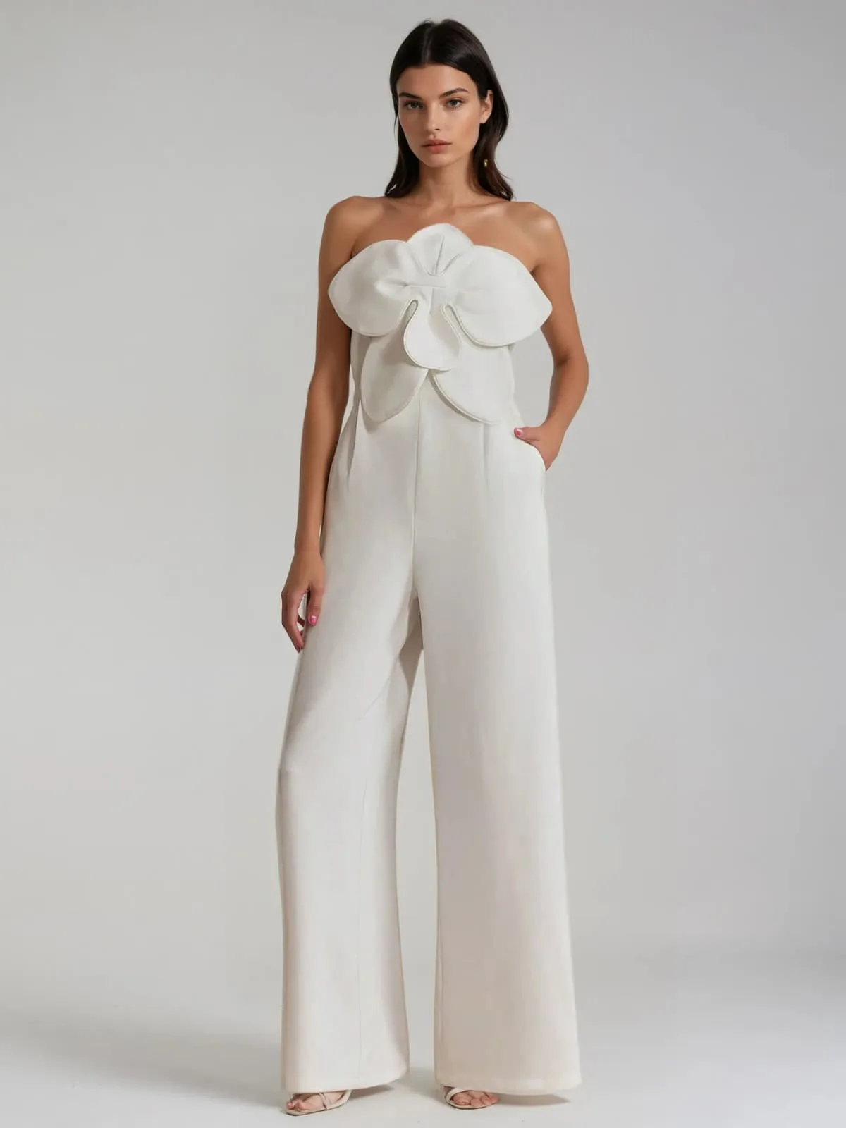 Oziel Strapless Flower Jumpsuit sold by Mew Mews