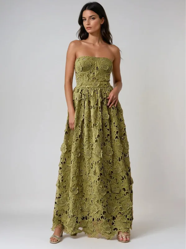 Ozias Strapless Cutout Floral Maxi Dress sold by Mew Mews