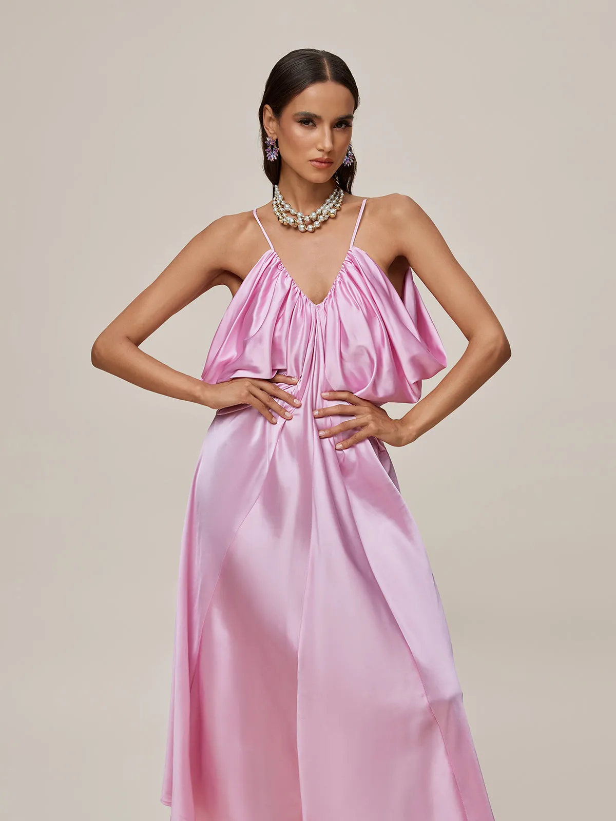 Oralia Spaghetti Draped Maxi Dress sold by Mew Mews product image thumbnail 5