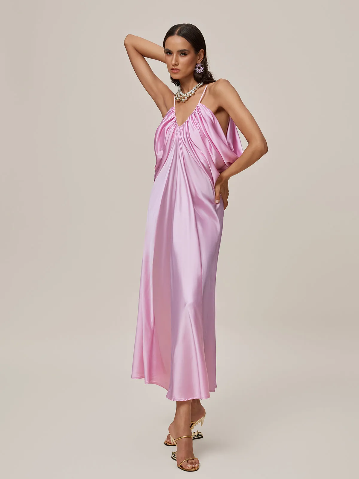 Oralia Spaghetti Draped Maxi Dress sold by Mew Mews product image thumbnail 2