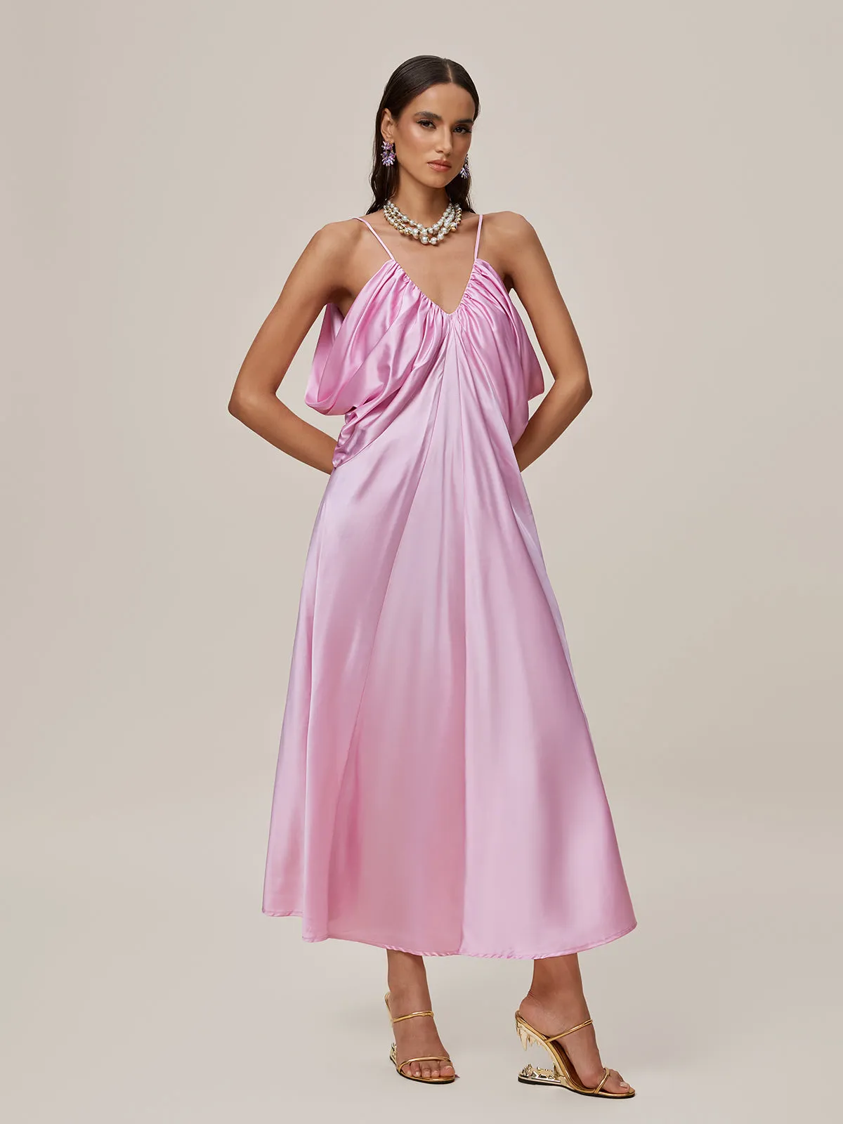 Oralia Spaghetti Draped Maxi Dress sold by Mew Mews product image thumbnail 3