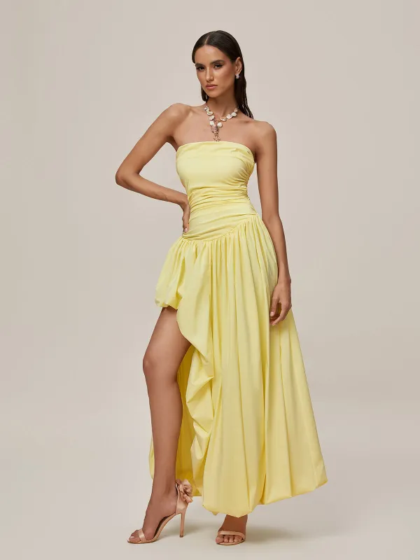 Oracle Strapless Lace Up Bubble Maxi Dress made by Mew Mews