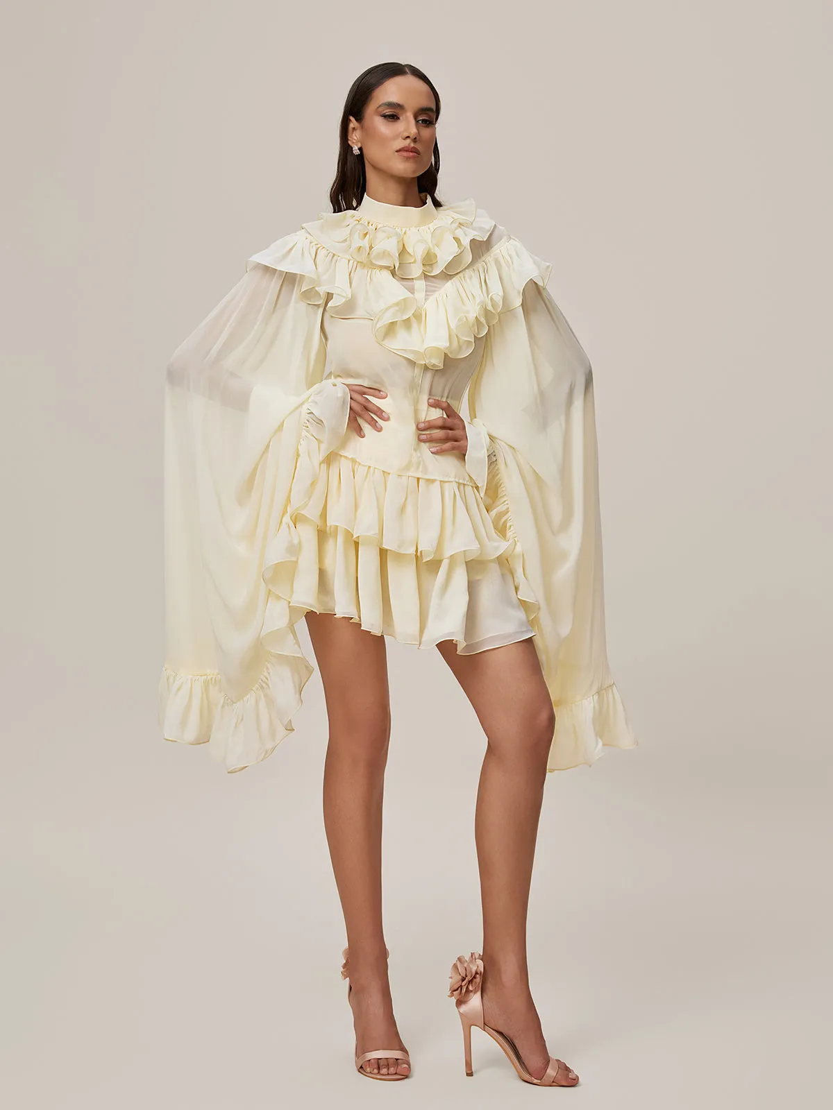 Oracion Bell Sleeve Ruffle Tiered Skirt Set sold by Mew Mews product image thumbnail 4