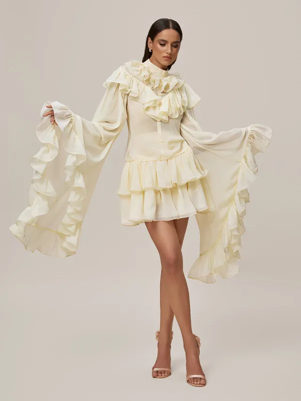 Oracion Bell Sleeve Ruffle Tiered Skirt Set sold by Mew Mews