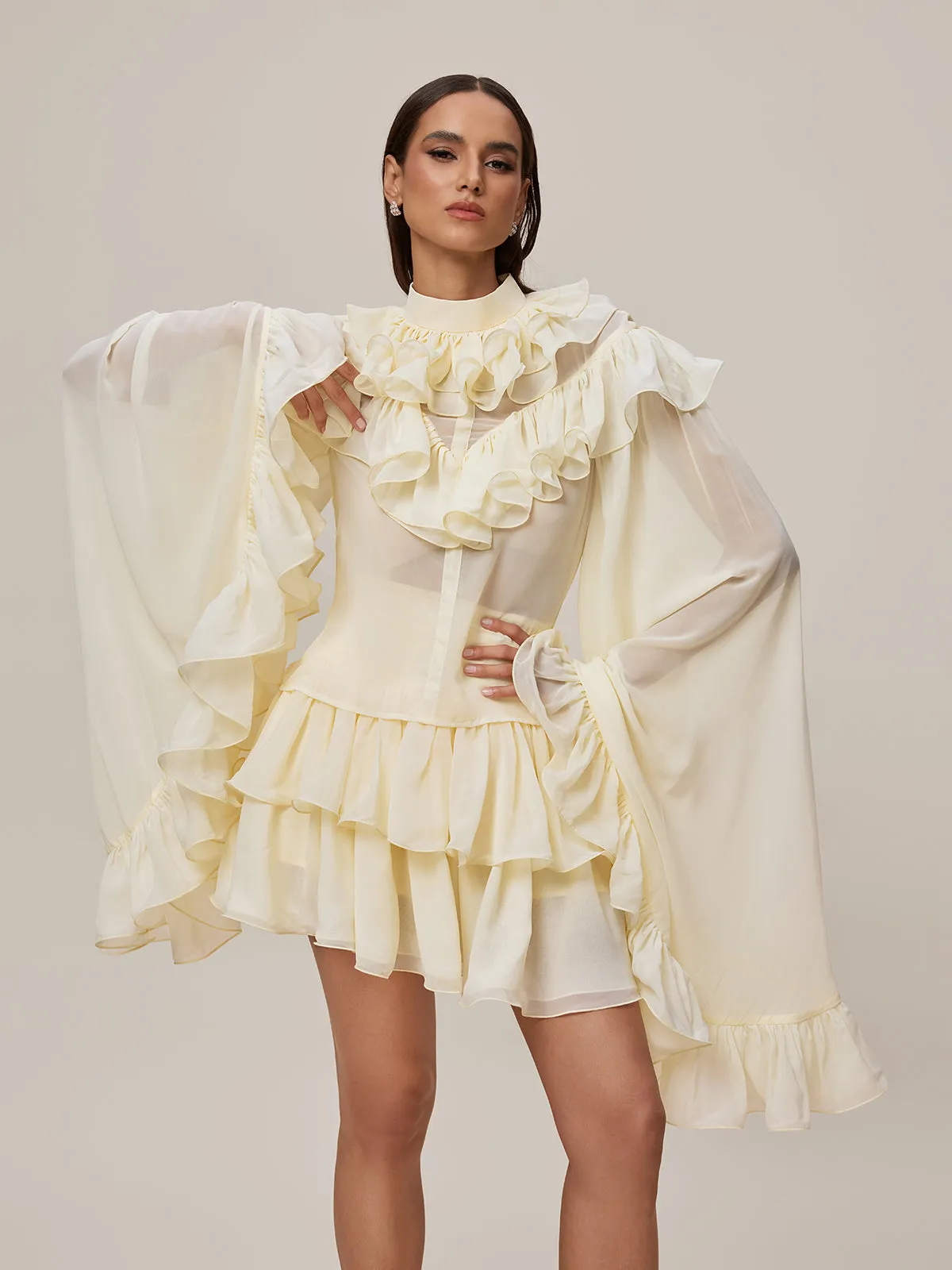 Oracion Bell Sleeve Ruffle Tiered Skirt Set sold by Mew Mews product image thumbnail 2