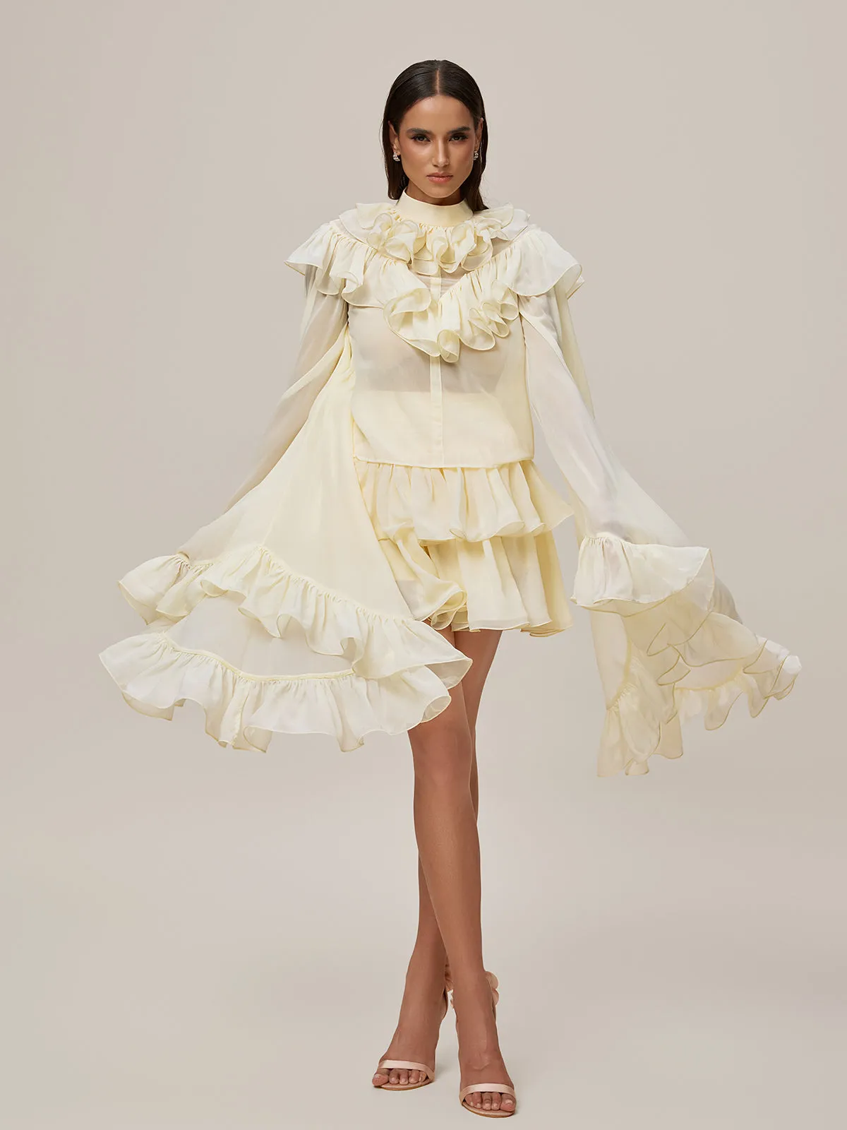Oracion Bell Sleeve Ruffle Tiered Skirt Set sold by Mew Mews product image thumbnail 3