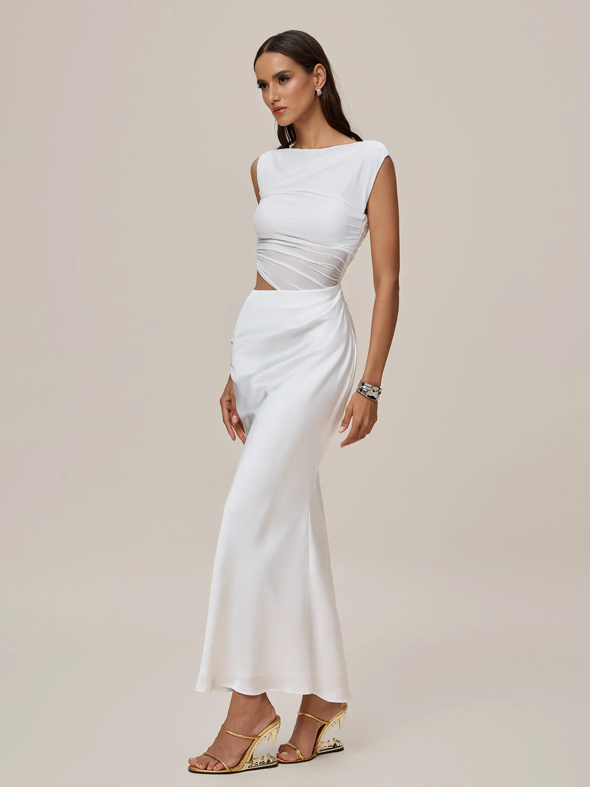 Oprah Sleeveless Cutout Ruched Maxi Dress sold by Mew Mews product image thumbnail 5