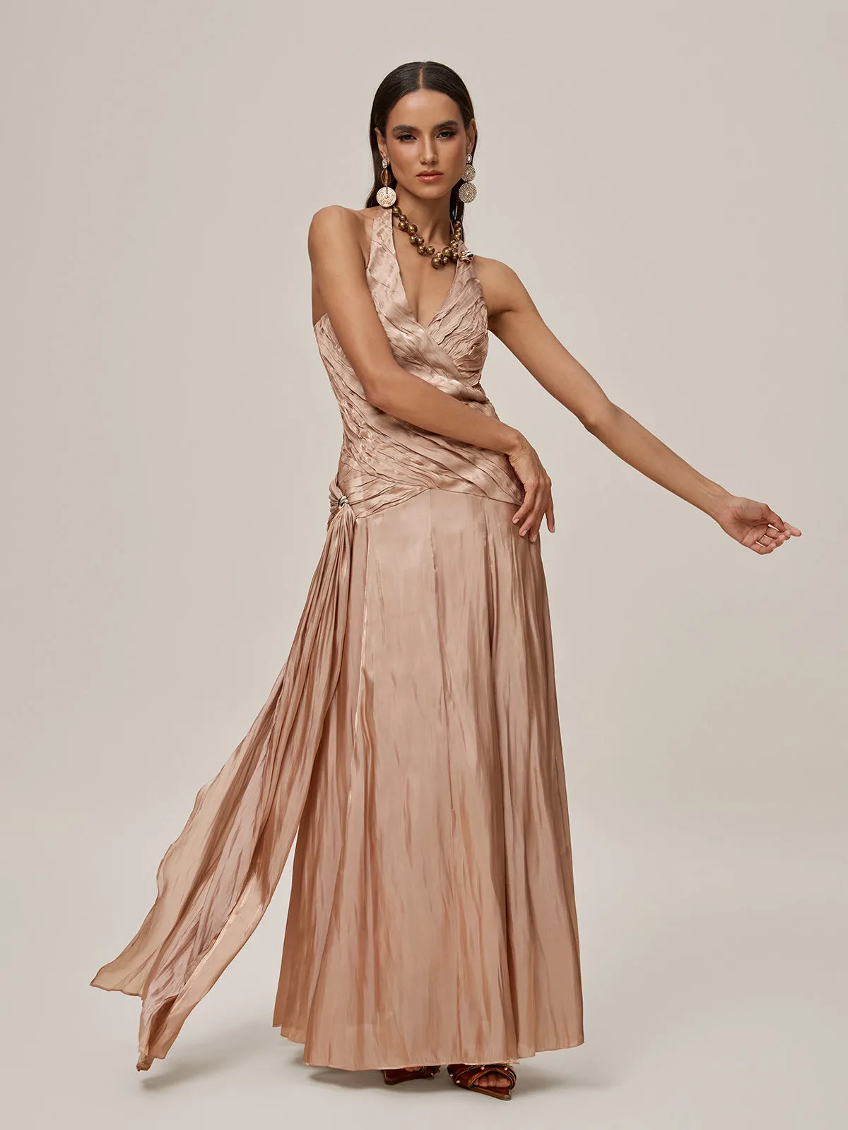 Ophrah Halterneck Ruched Draped Maxi Dress sold by Mew Mews product image thumbnail 5
