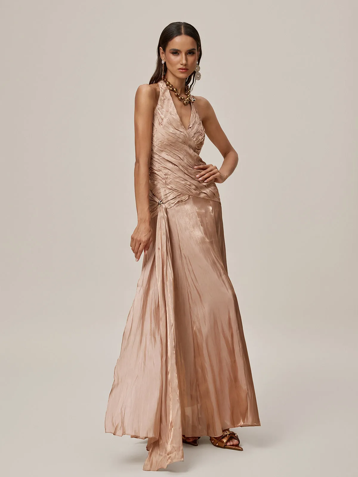 Ophrah Halterneck Ruched Draped Maxi Dress sold by Mew Mews product image thumbnail 4