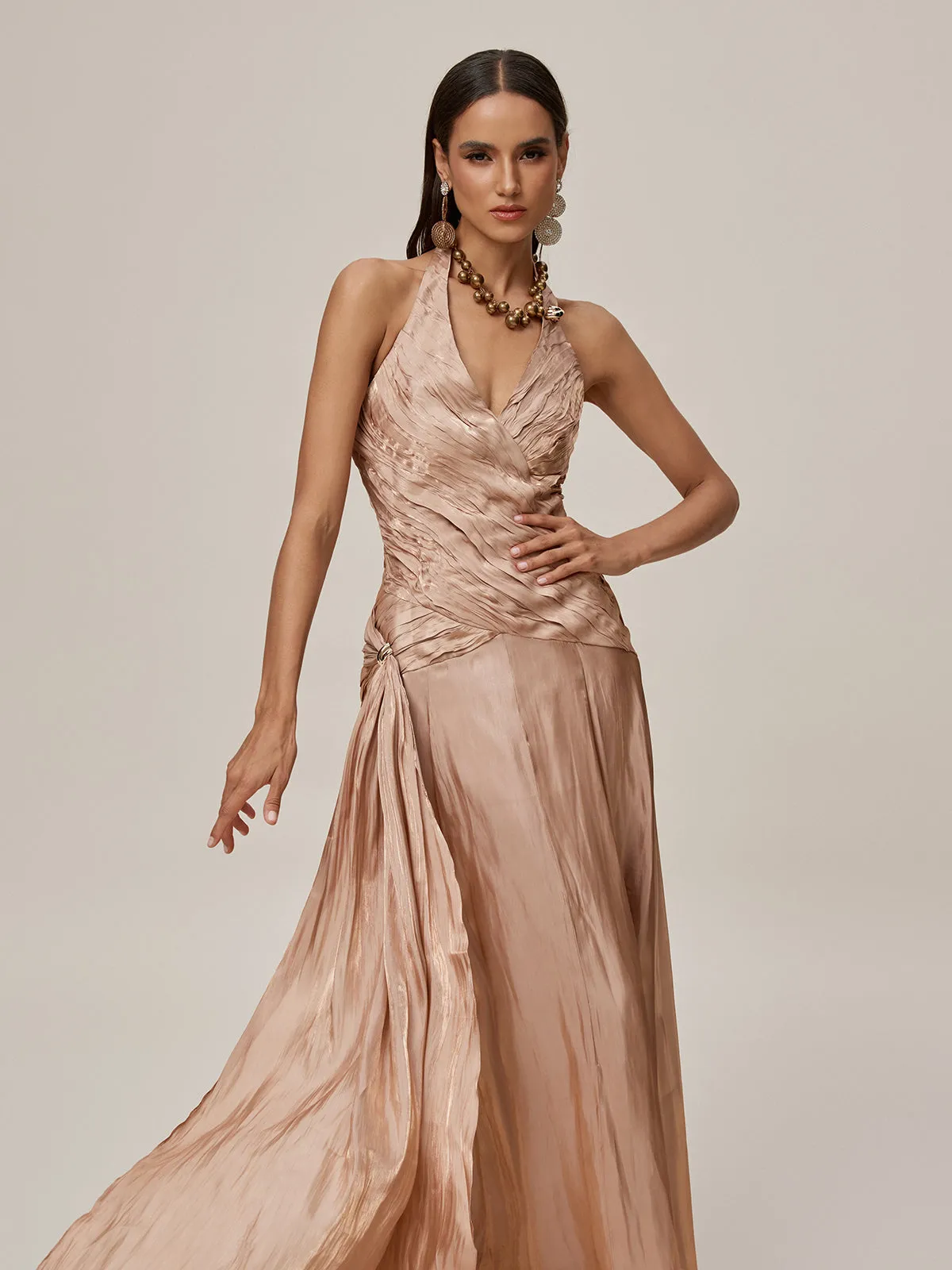 Ophrah Halterneck Ruched Draped Maxi Dress sold by Mew Mews product image thumbnail 2
