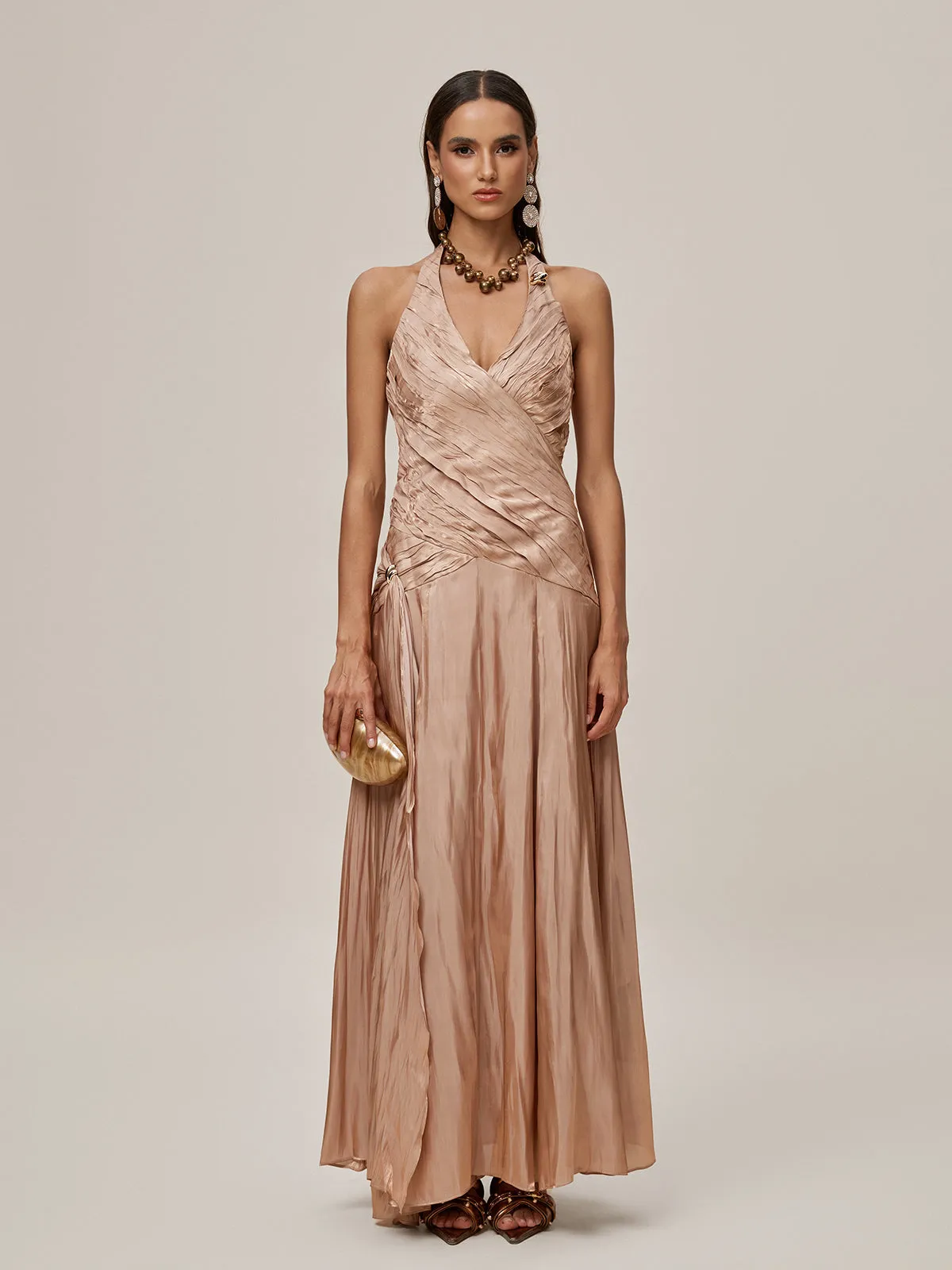 Ophrah Halterneck Ruched Draped Maxi Dress sold by Mew Mews product image thumbnail 3