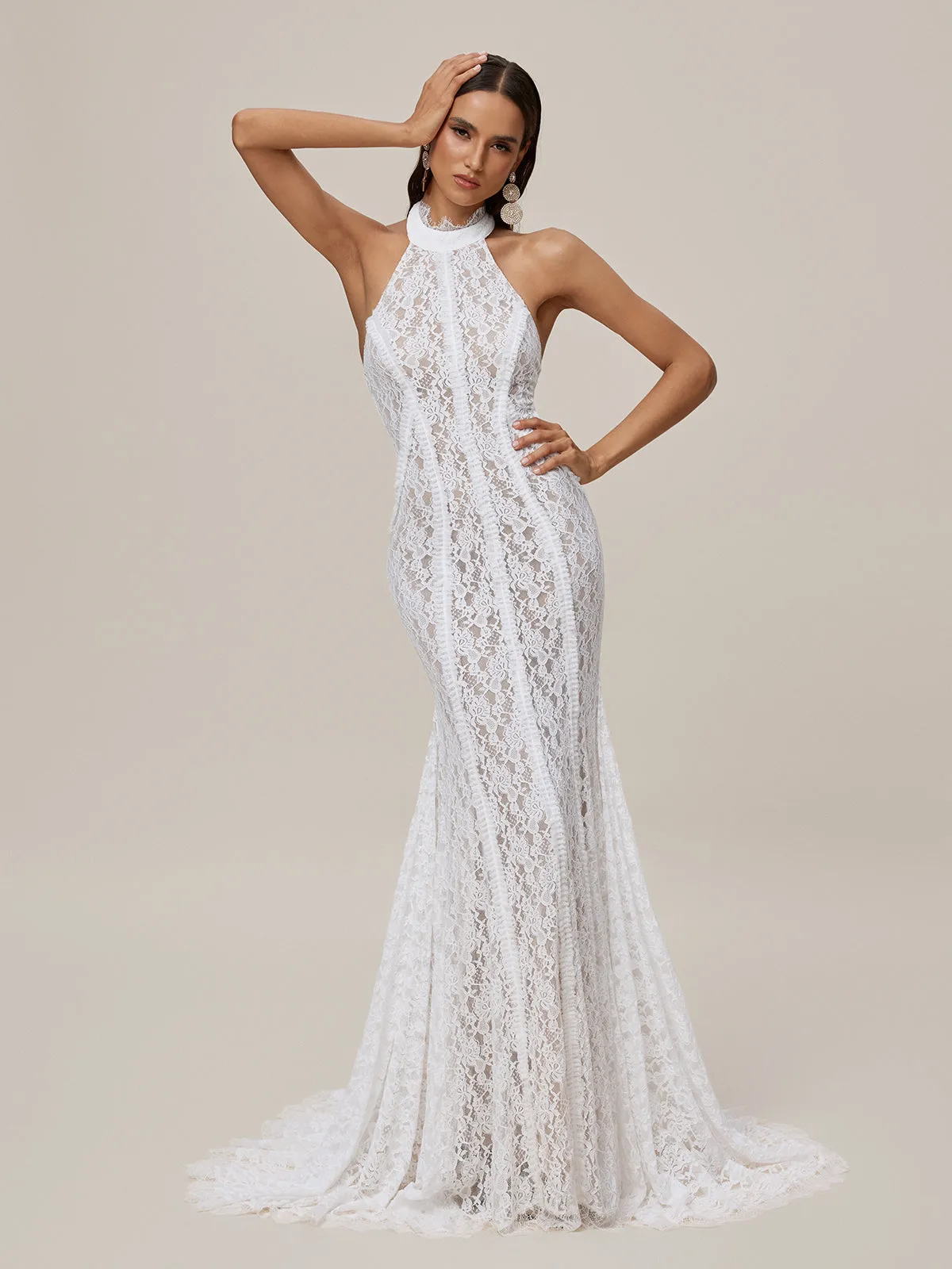 Oorjita Halterneck Lace Maxi Dress sold by Mew Mews product image thumbnail 4