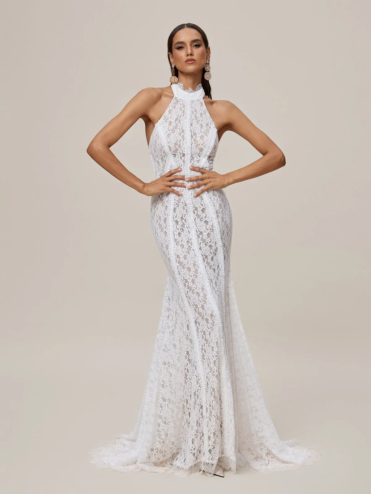 Oorjita Halterneck Lace Maxi Dress sold by Mew Mews product image thumbnail 2