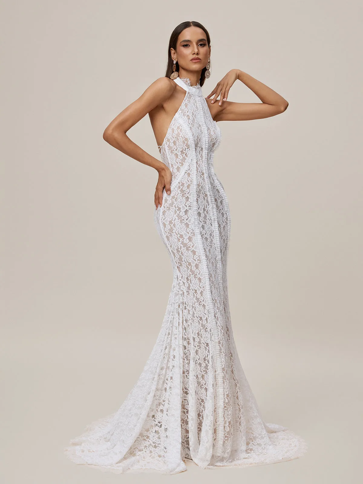 Oorjita Halterneck Lace Maxi Dress sold by Mew Mews product image thumbnail 5