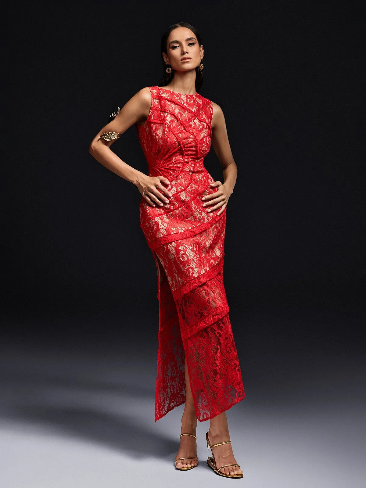 Oliana Sleeveless Lace Midi Dress sold by Mew Mews product image thumbnail 5