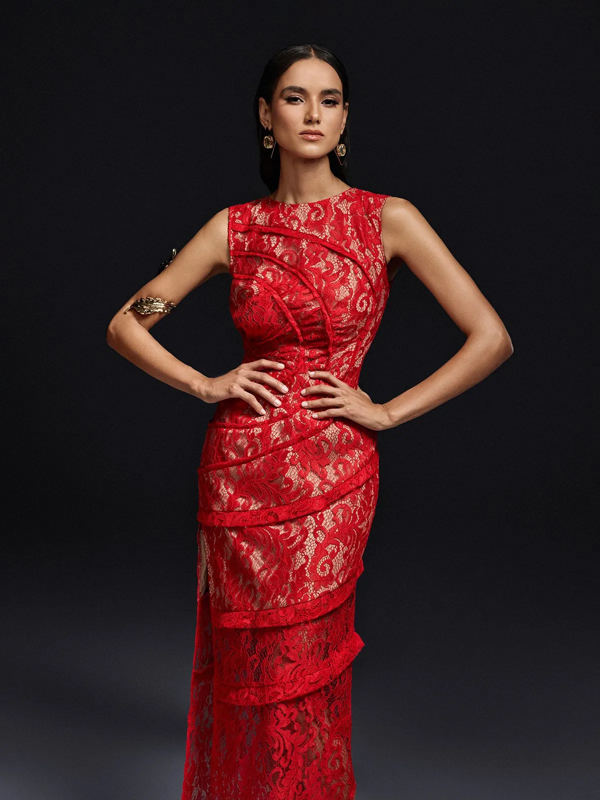 Oliana Sleeveless Lace Midi Dress sold by Mew Mews product image thumbnail 3