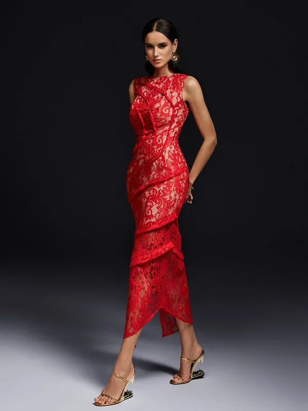 Oliana Sleeveless Lace Midi Dress sold by Mew Mews
