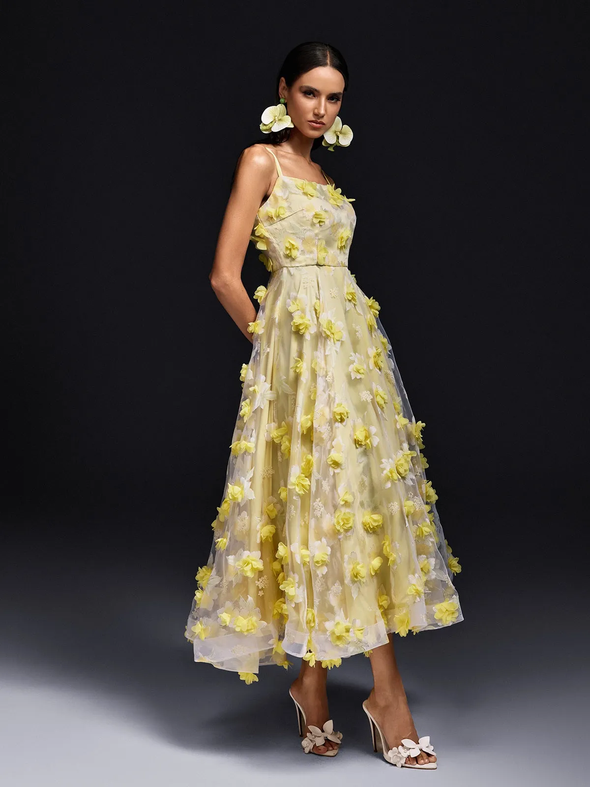 Olathe Spaghetti Flower Midi Dress sold by Mew Mews product image thumbnail 4