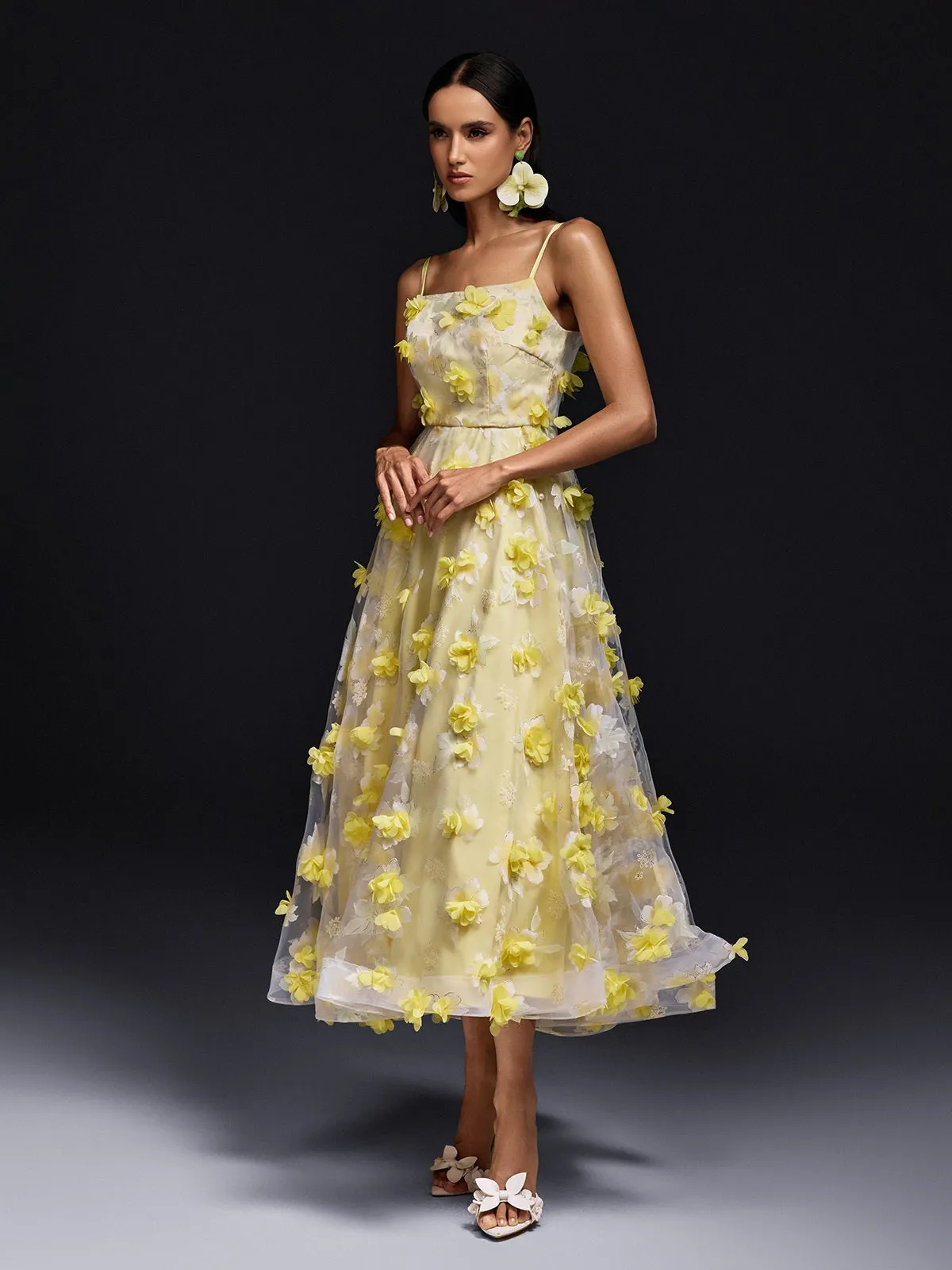 Olathe Spaghetti Flower Midi Dress sold by Mew Mews product image thumbnail 2