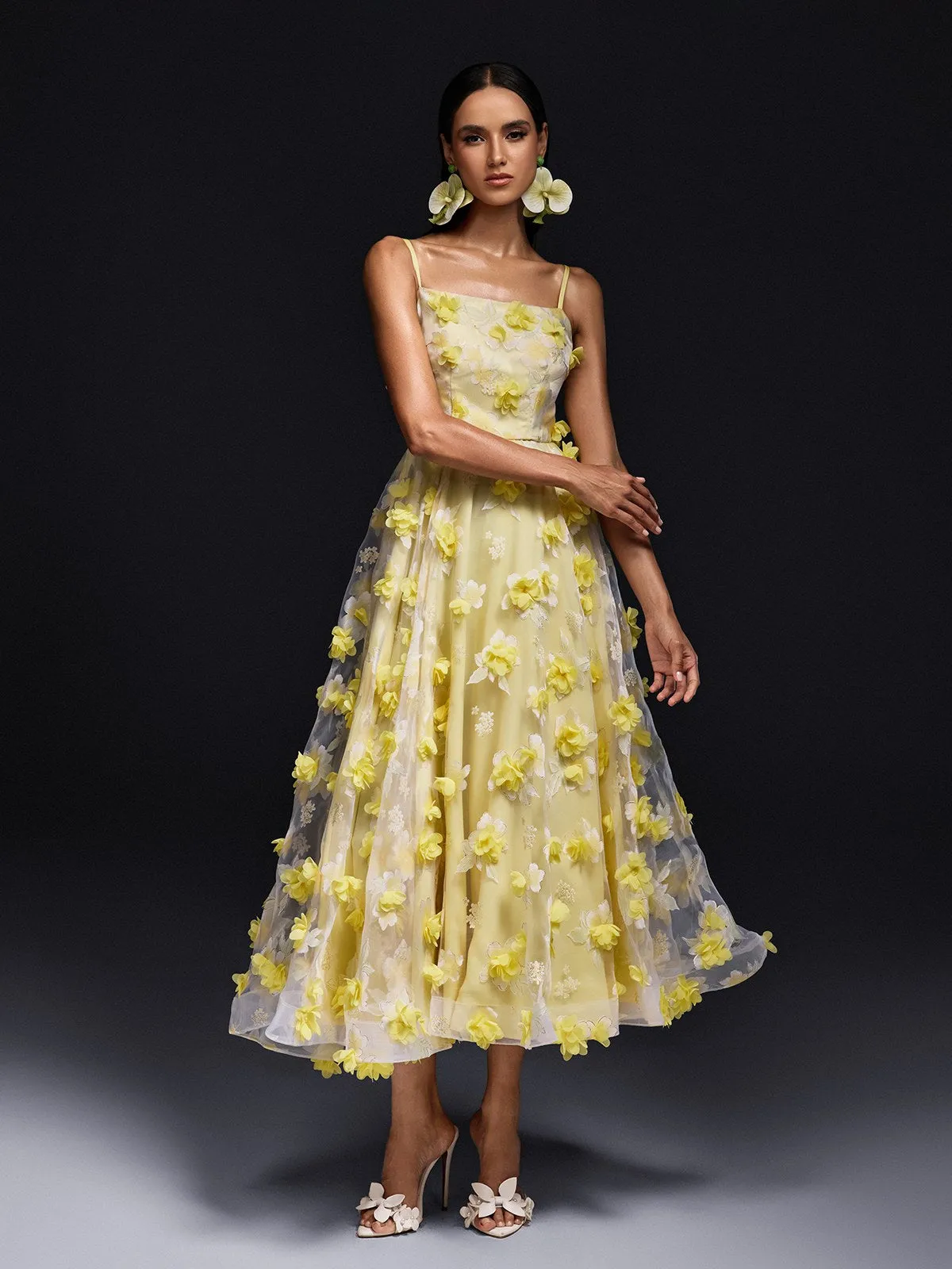 Olathe Spaghetti Flower Midi Dress sold by Mew Mews product image thumbnail 3