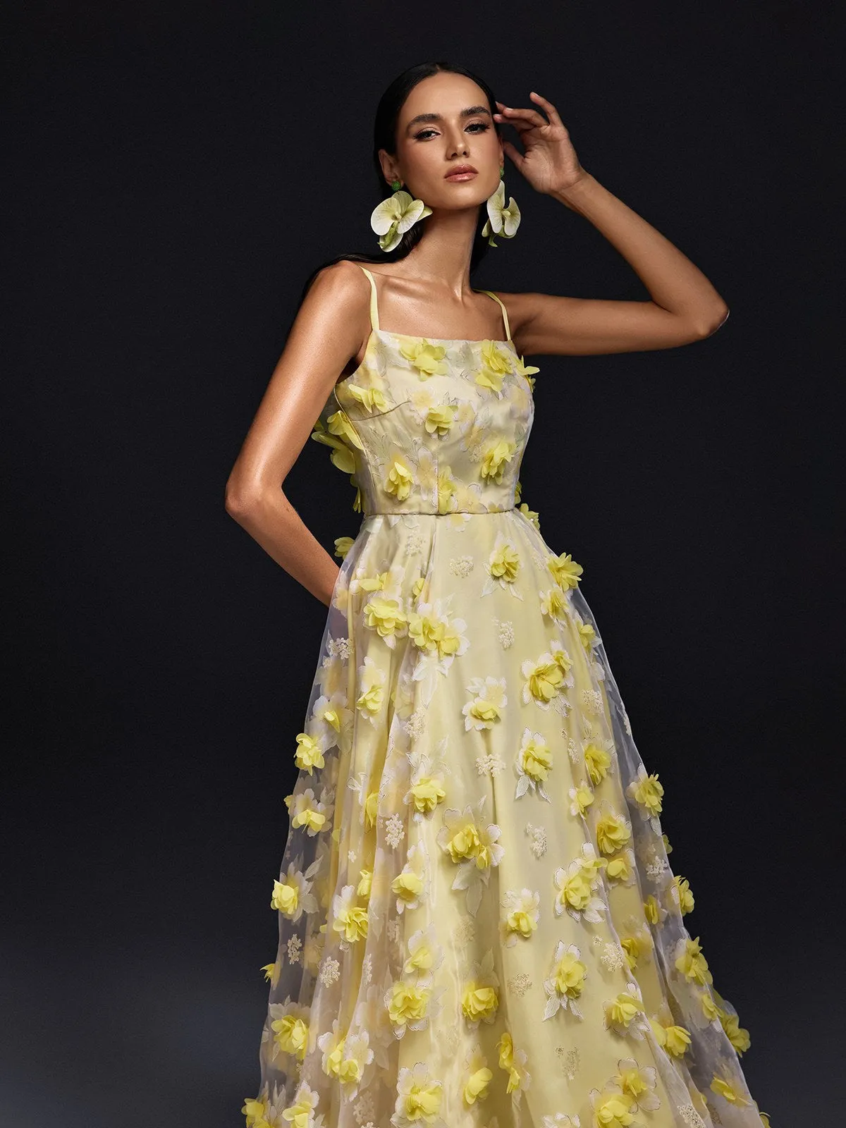 Olathe Spaghetti Flower Midi Dress sold by Mew Mews product image thumbnail 5