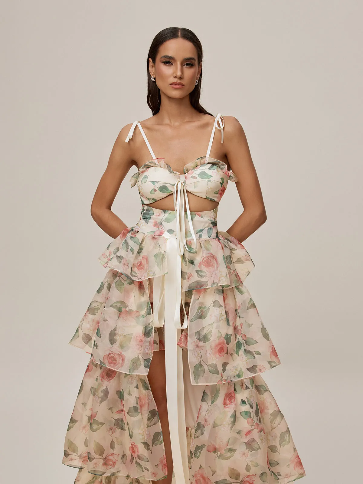 Nalima Floral Printed Skirt Set In Apricot sold by Mew Mews product image thumbnail 5