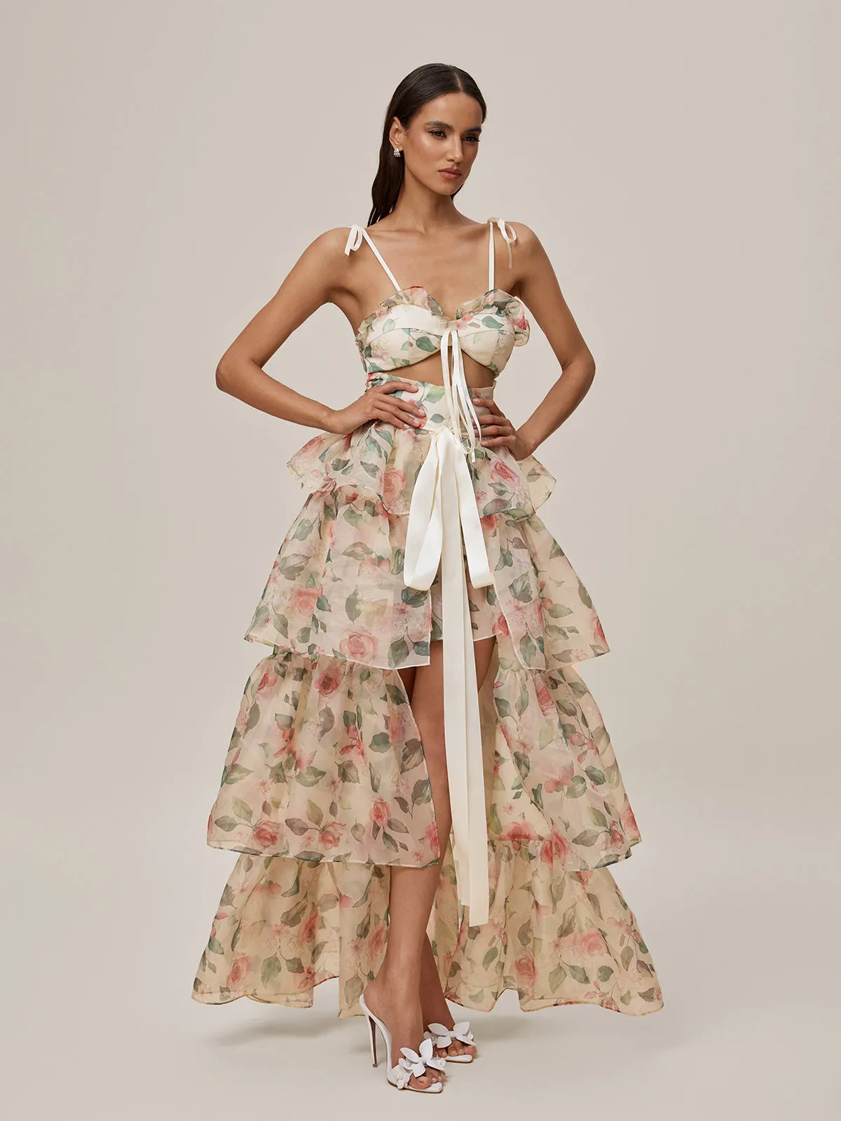 Nalima Floral Printed Skirt Set In Apricot sold by Mew Mews product image thumbnail 3