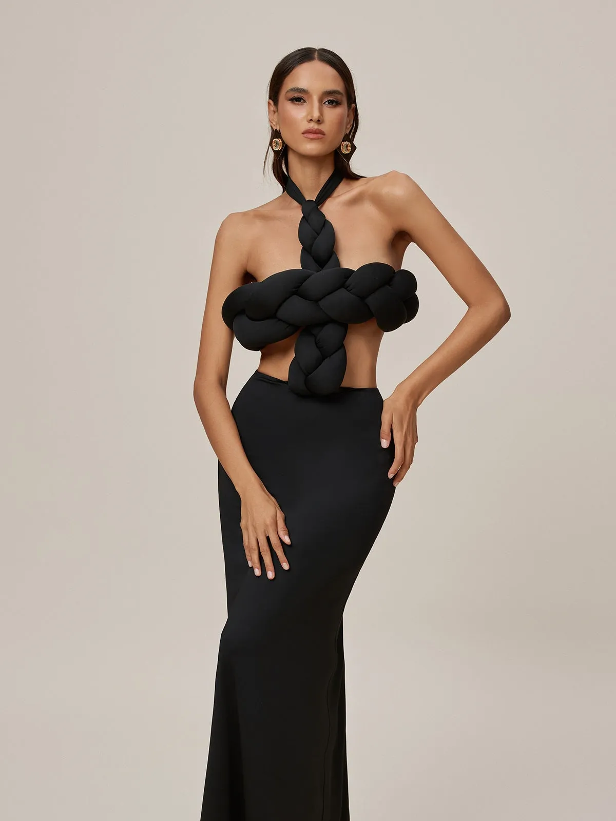 Pexor Halterneck Twisted Cutout Maxi Dress sold by Mew Mews product image thumbnail 3