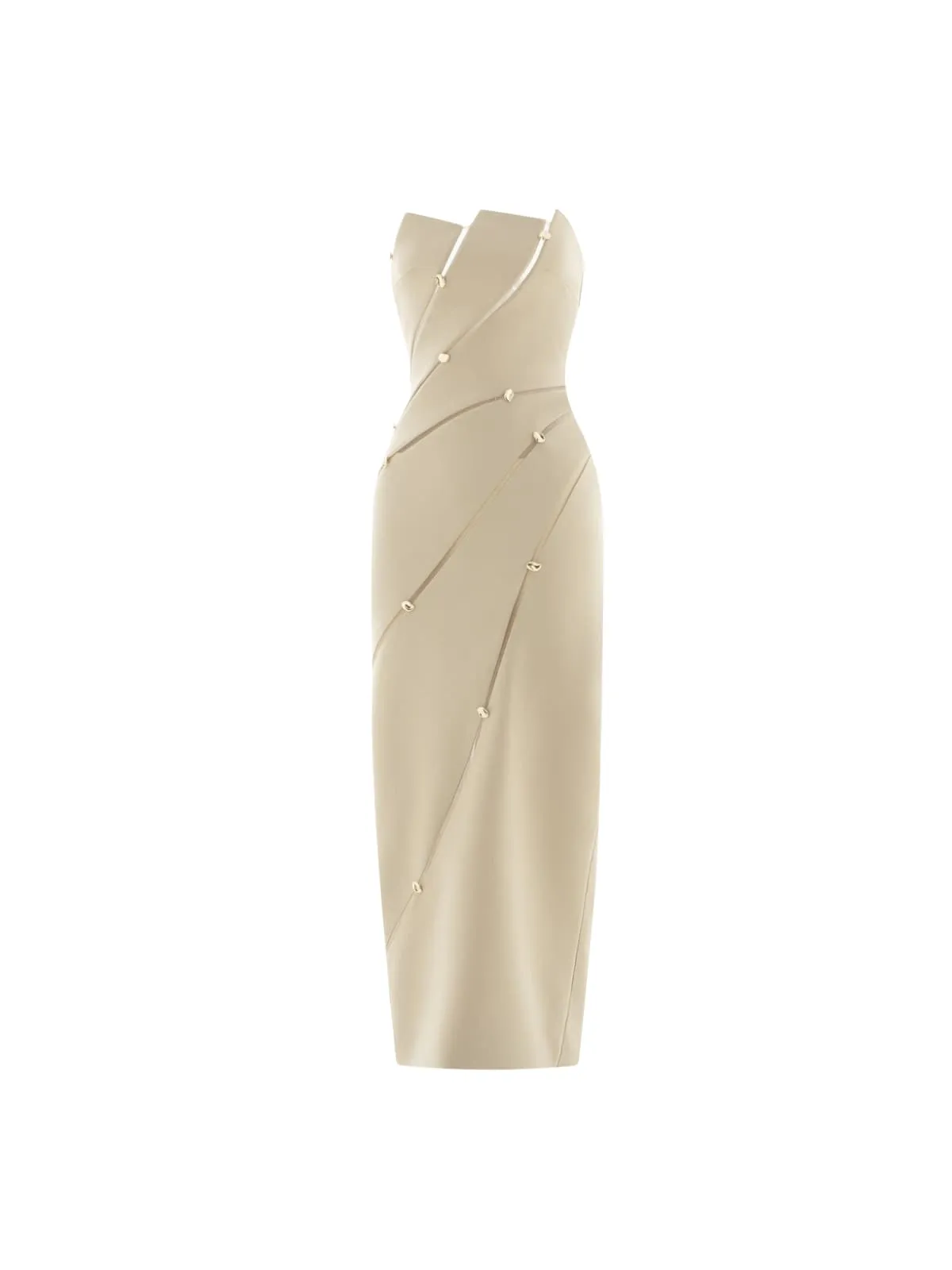 Laethar Strapless Maxi Dress In Khaki sold by Mew Mews product image thumbnail 2