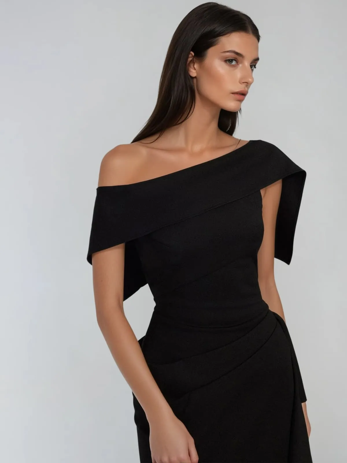 Nyronix One Shoulder Draped Midi Dress sold by Mew Mews product image thumbnail 4