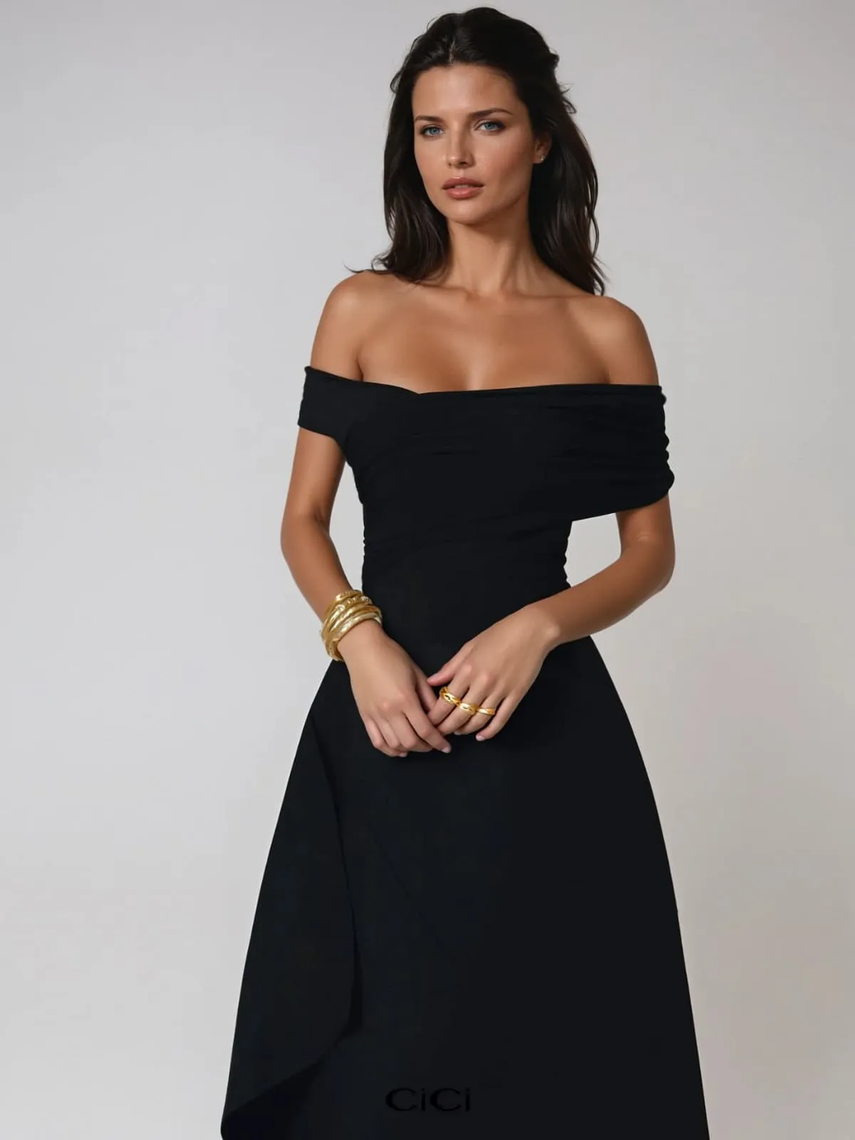 Nyrithia Off Shoulder Ruched Maxi Dress sold by Mew Mews product image thumbnail 3