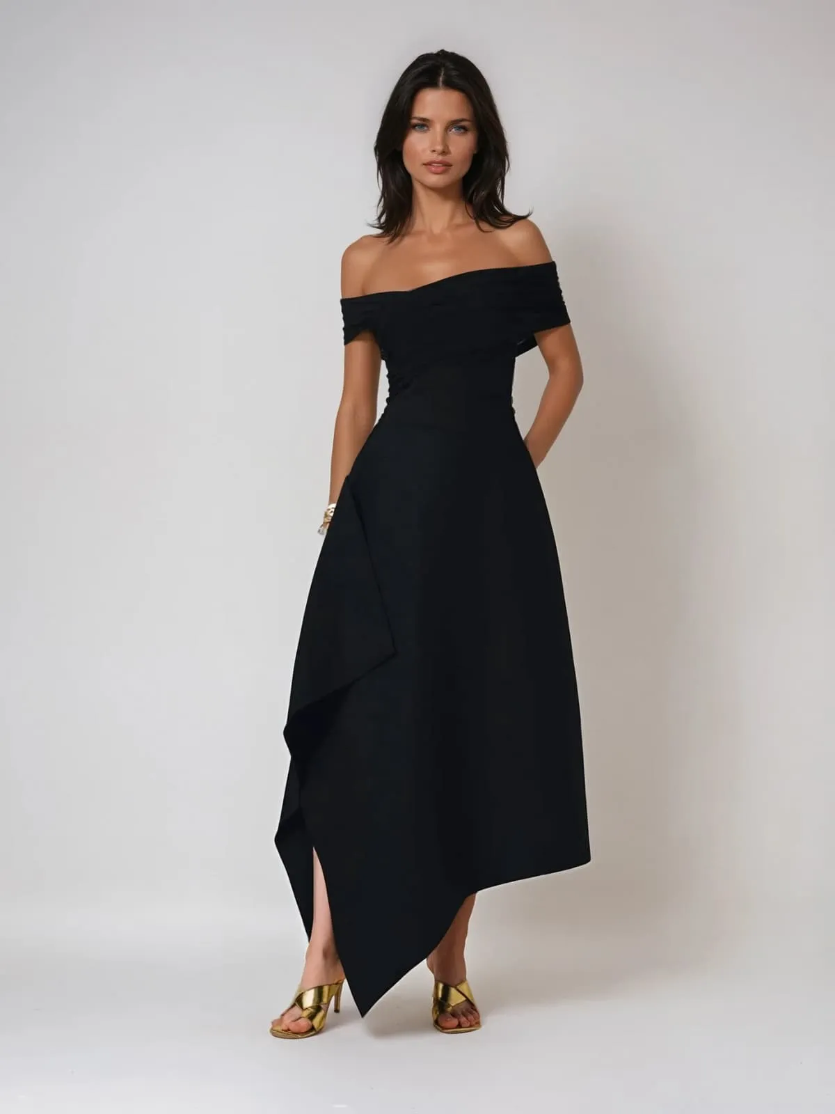 Nyrithia Off Shoulder Ruched Maxi Dress sold by Mew Mews product image thumbnail 2