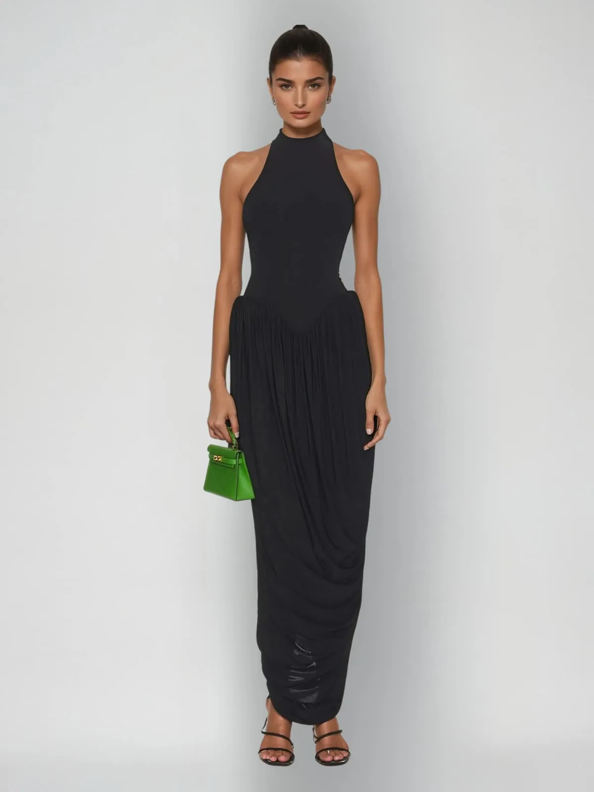 Pacheco Sleeveless Ruched Maxi Dress In Black sold by Mew Mews