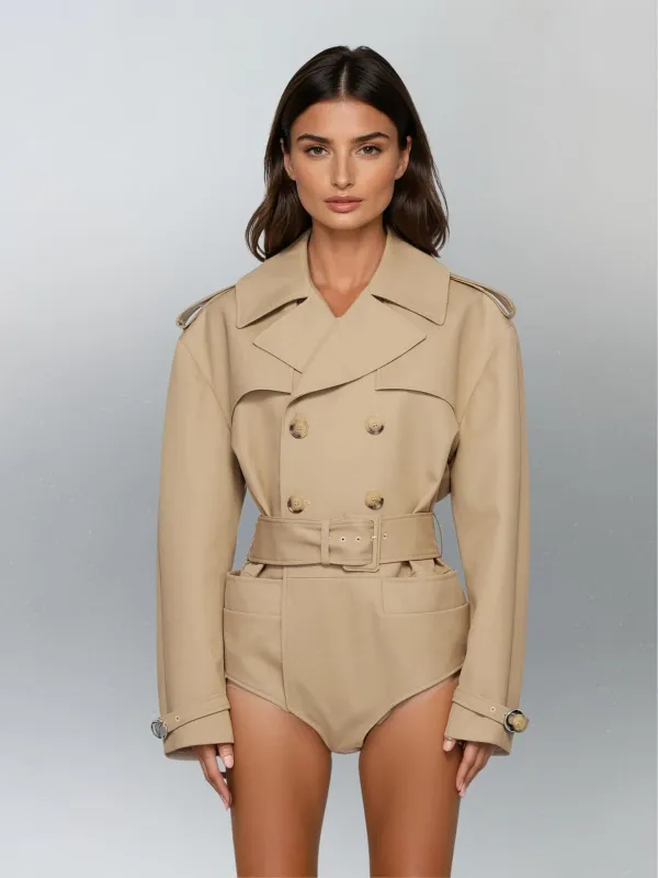 Pacari Folded Collar Trench Coat sold by Mew Mews