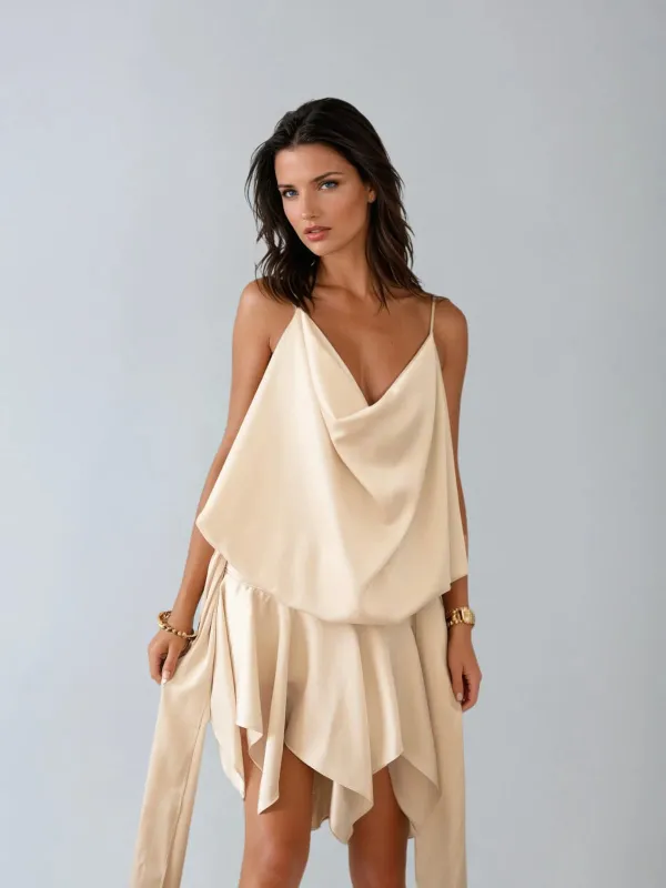 Daldriel Cowl Neck Satin Mini Dress sold by Mew Mews